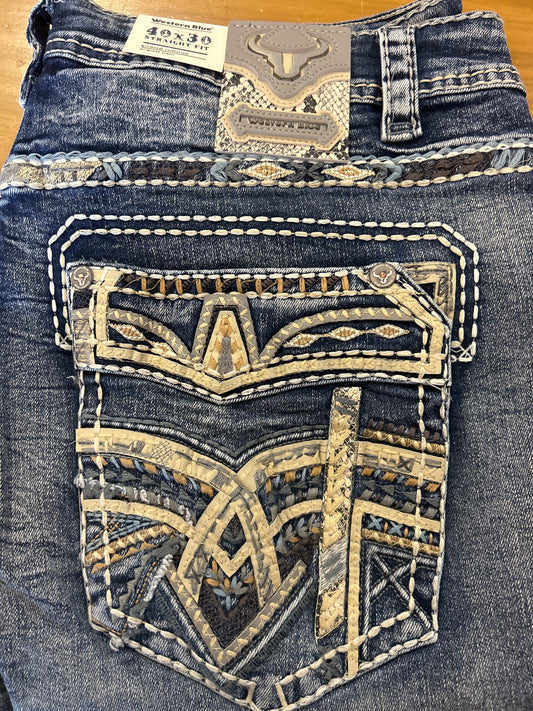 Western blue men jeans