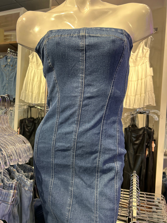 Denim midi dress