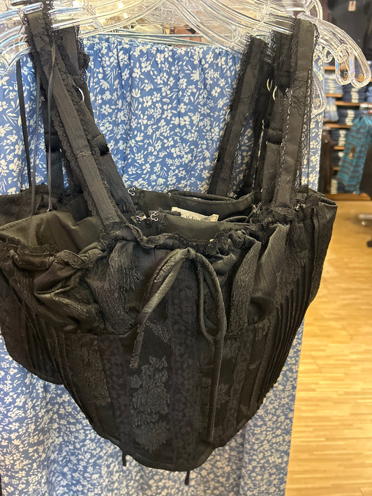 Jacquard Lace Corset Black