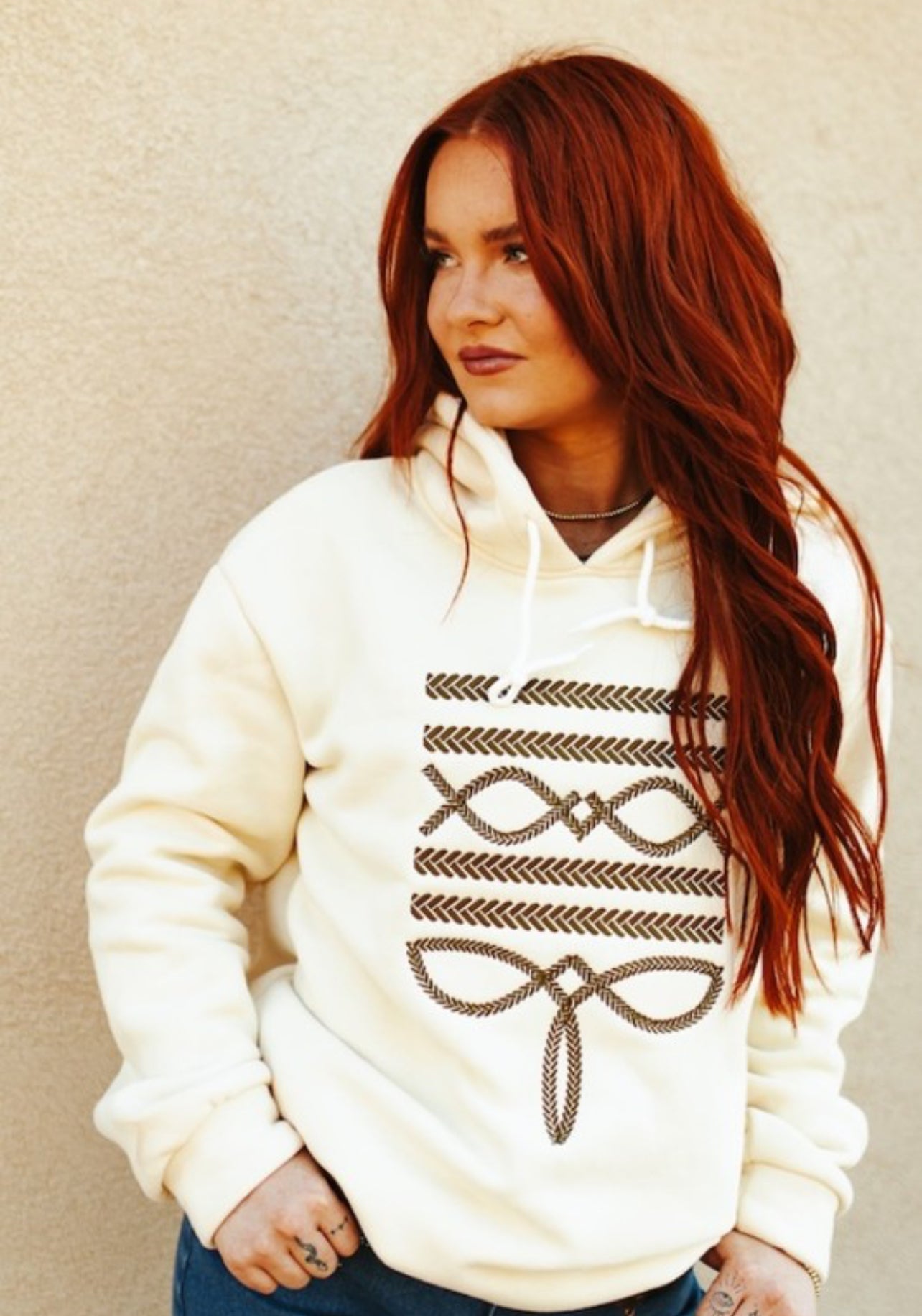 Women Hoodie Embroidered (cream)