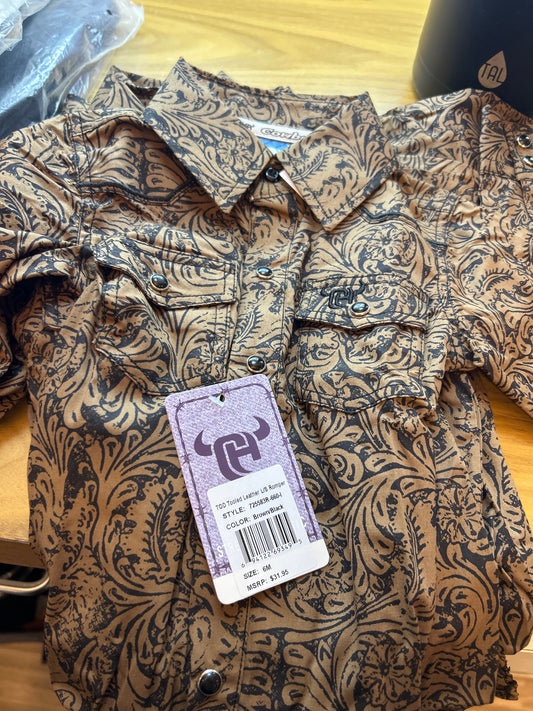 Cowboy hardware paisley onesie (brown)