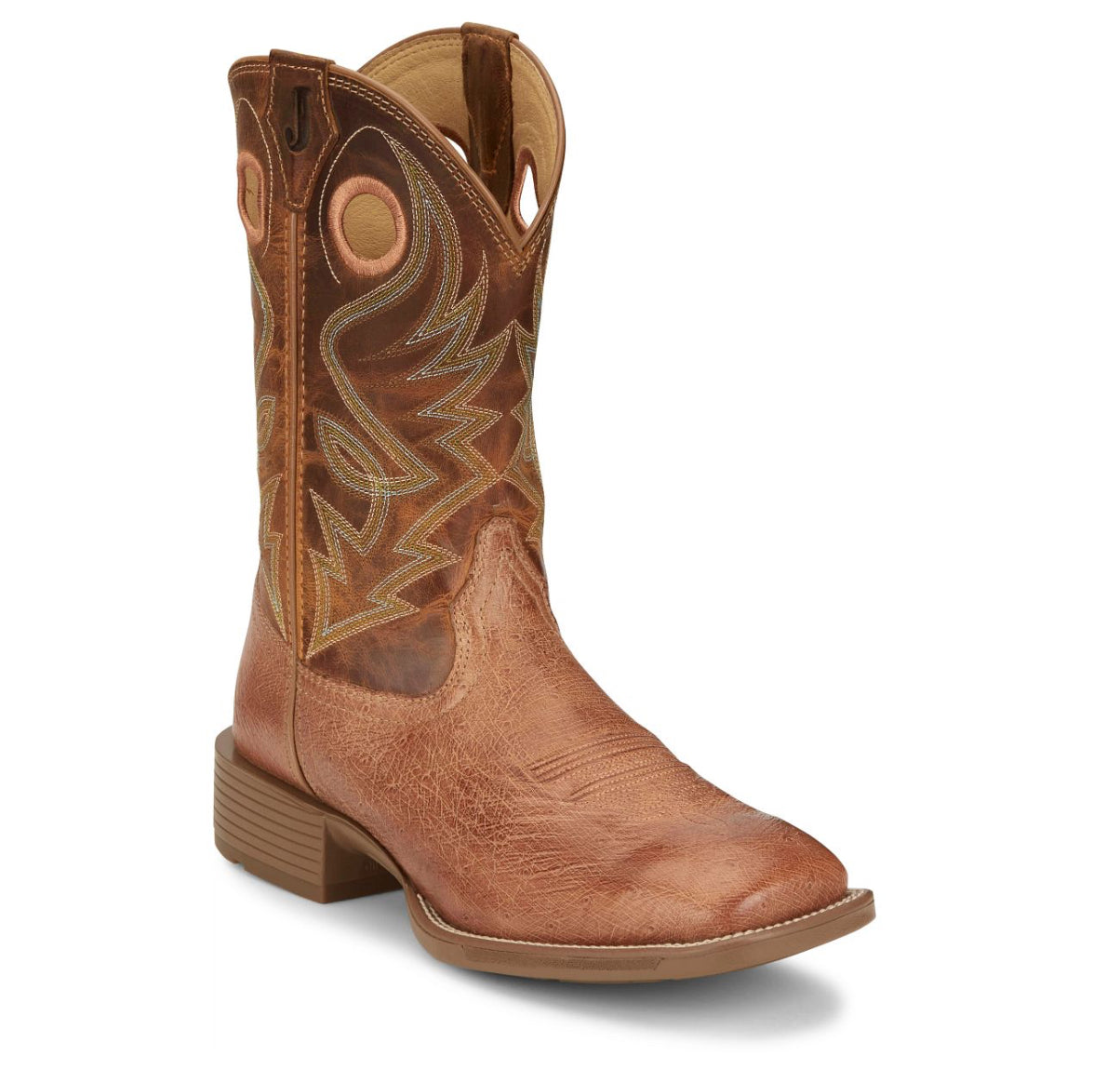 Justin Smooth Ostrich Boots Roswell Cognac