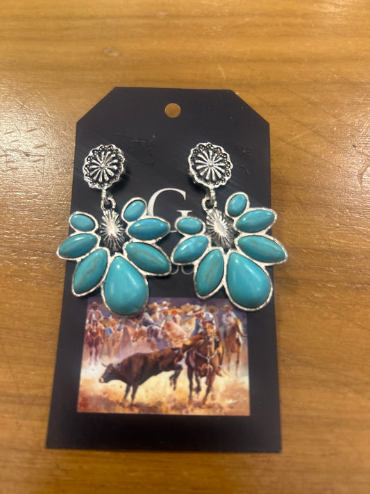 Half Flower Turquoise Earrings