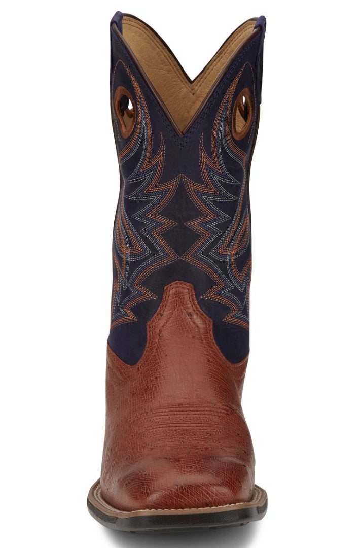 JUSTIN ROSWELL 11" SMOOTH OSTRICH (COGNAC)