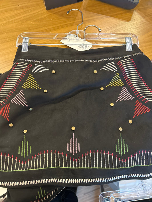 Velvet embroidered skirt