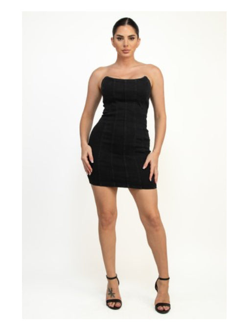 Back Zipper Tube Denim Dress (MORE DRESSES IN THE BACK) final sale