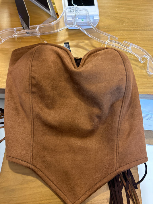 Strapless velvet fringe top