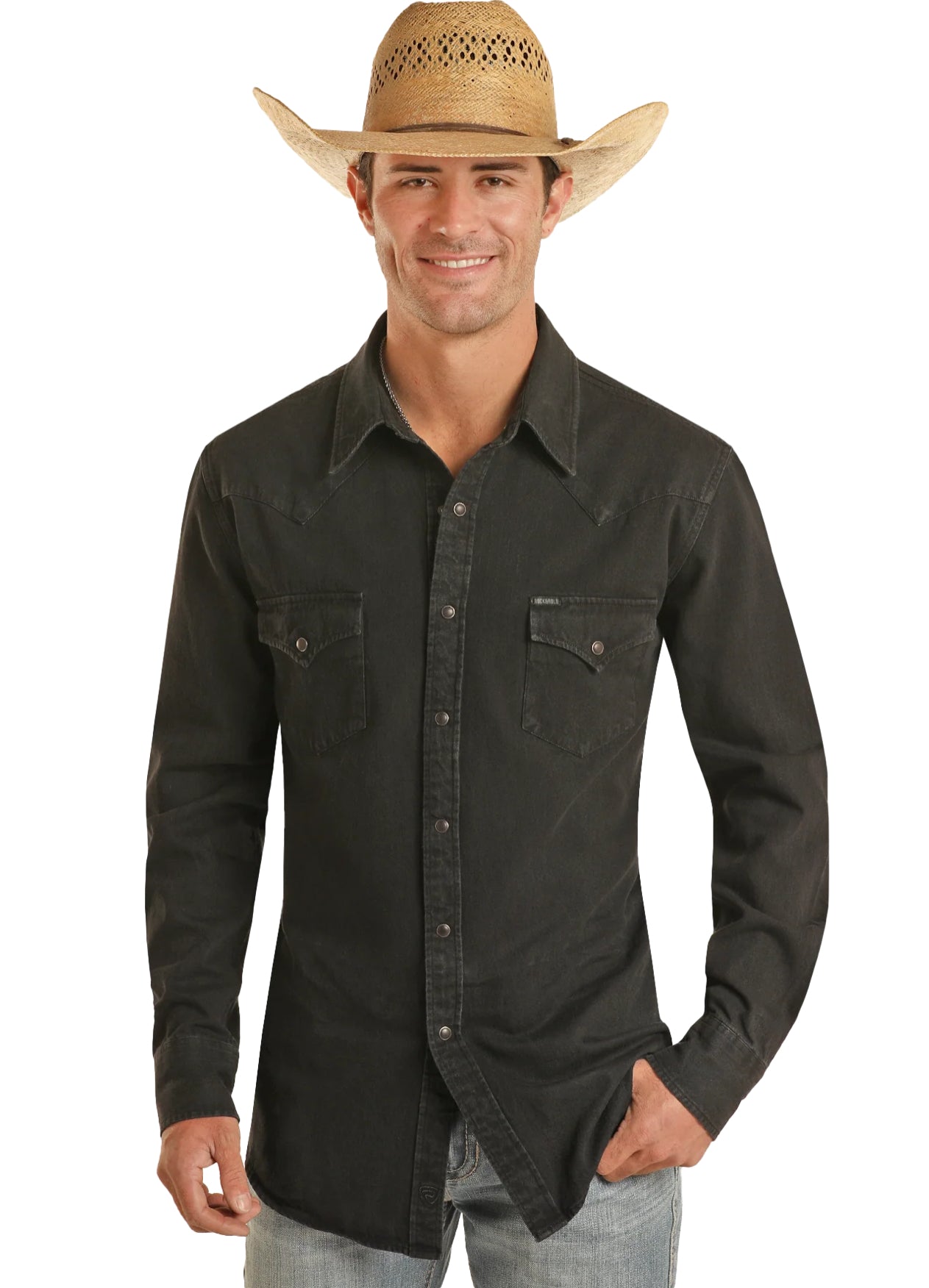 Rock & Roll Denim Slim Fit Black Wash Shirt