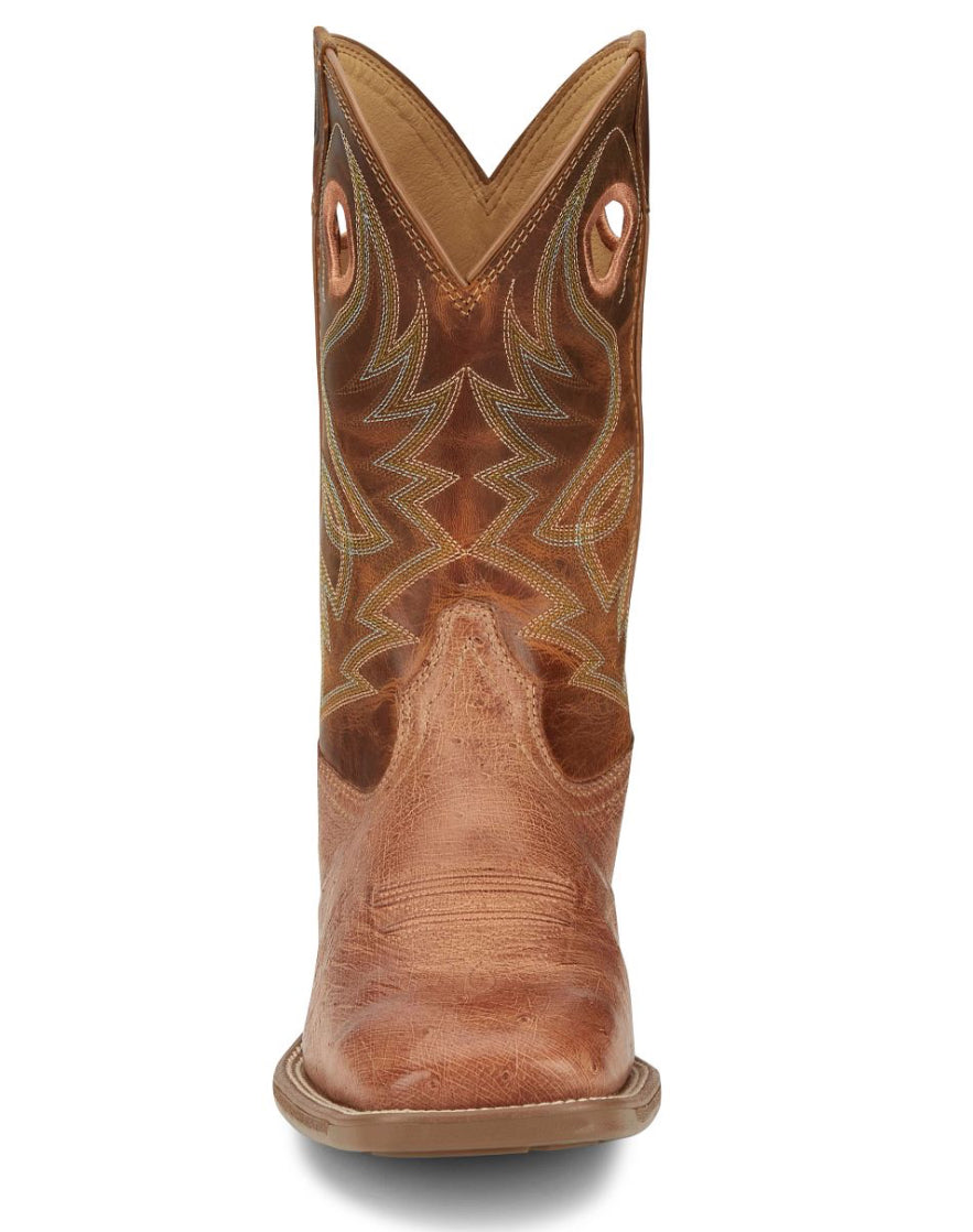 Justin Smooth Ostrich Boots Roswell Cognac
