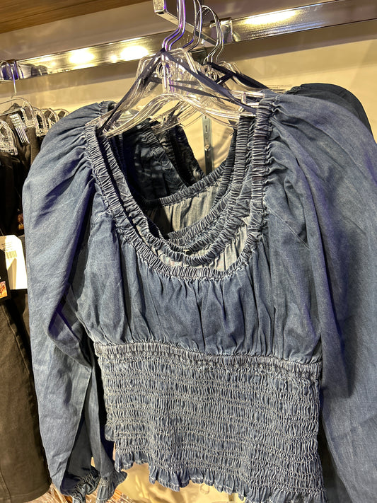 Denim long sleeve top final sale