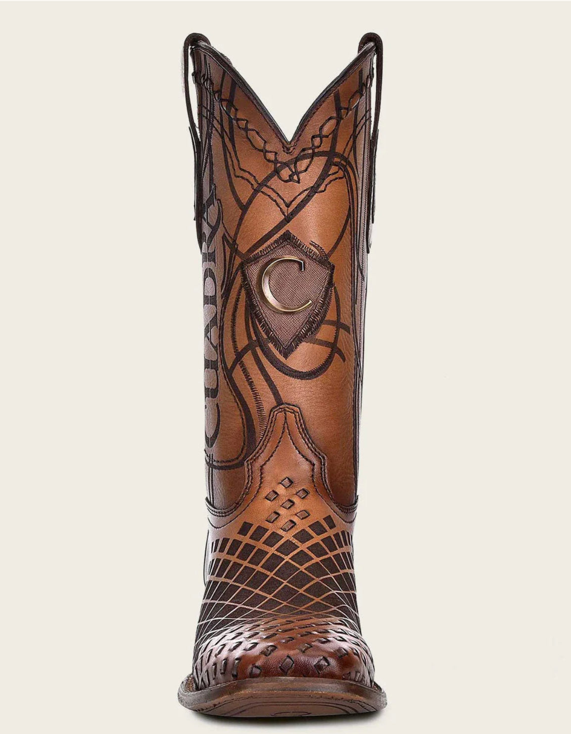 CUADRA ENGRAVED HONEY LEATHER WESTERN BOOTS CU500