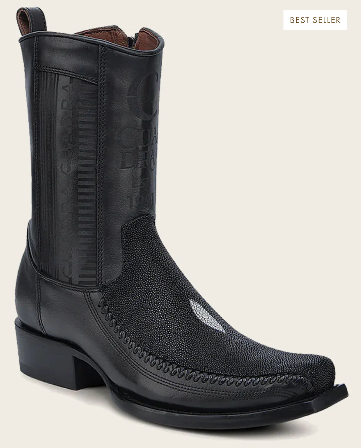 CUADRA ENGRAVED BLACK STINGRAY COWBOY BOOTS CU783