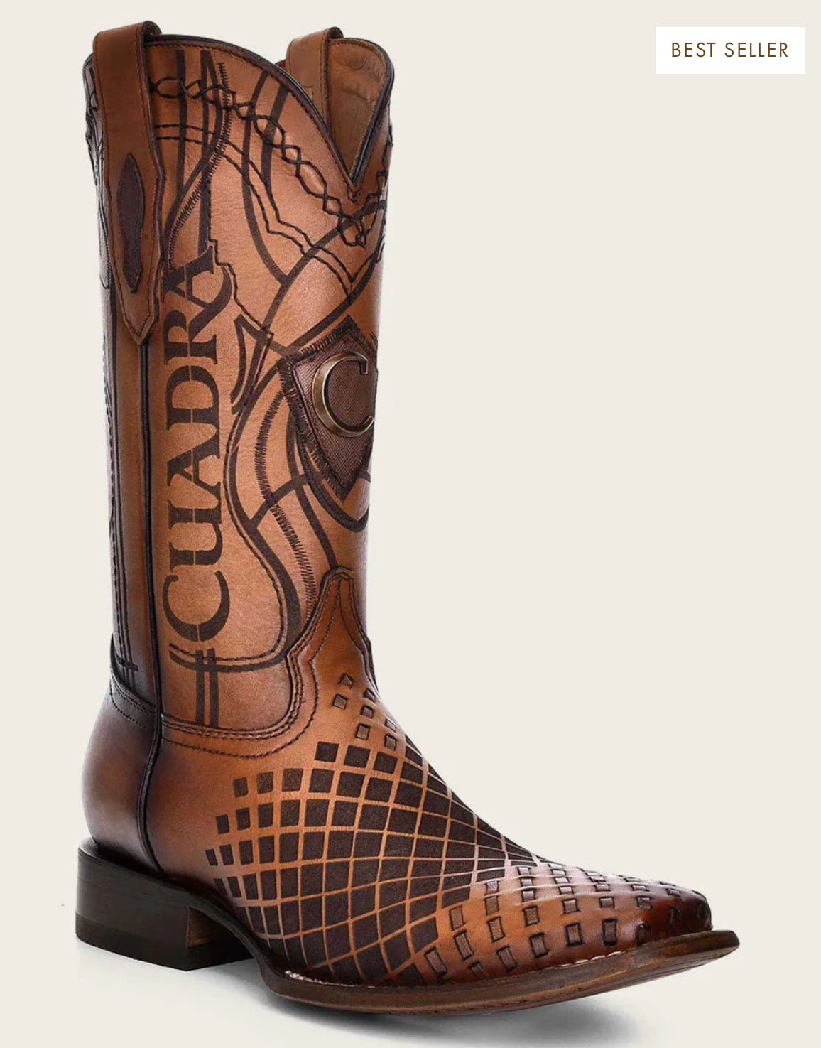 CUADRA ENGRAVED HONEY LEATHER WESTERN BOOTS CU500