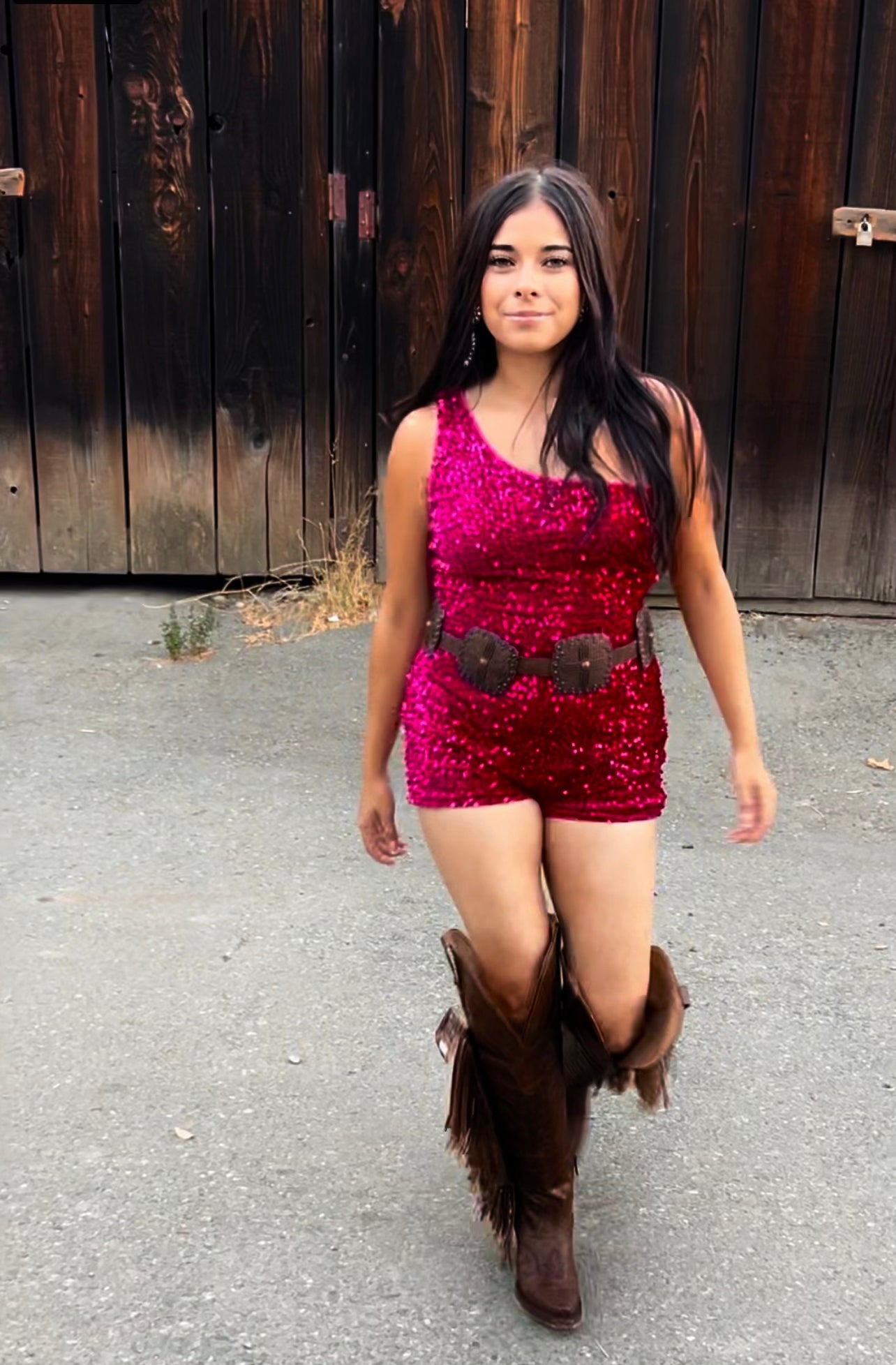 Sequin Romper (fuchsia)