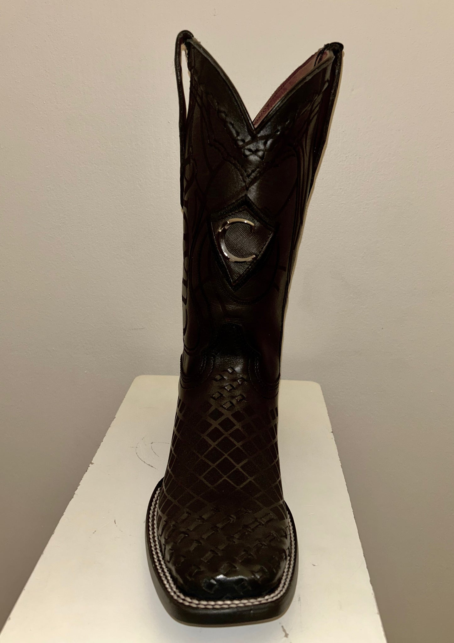 CUADRA ENGRAVED BLACKLEATHER WESTERN BOOTS CU676