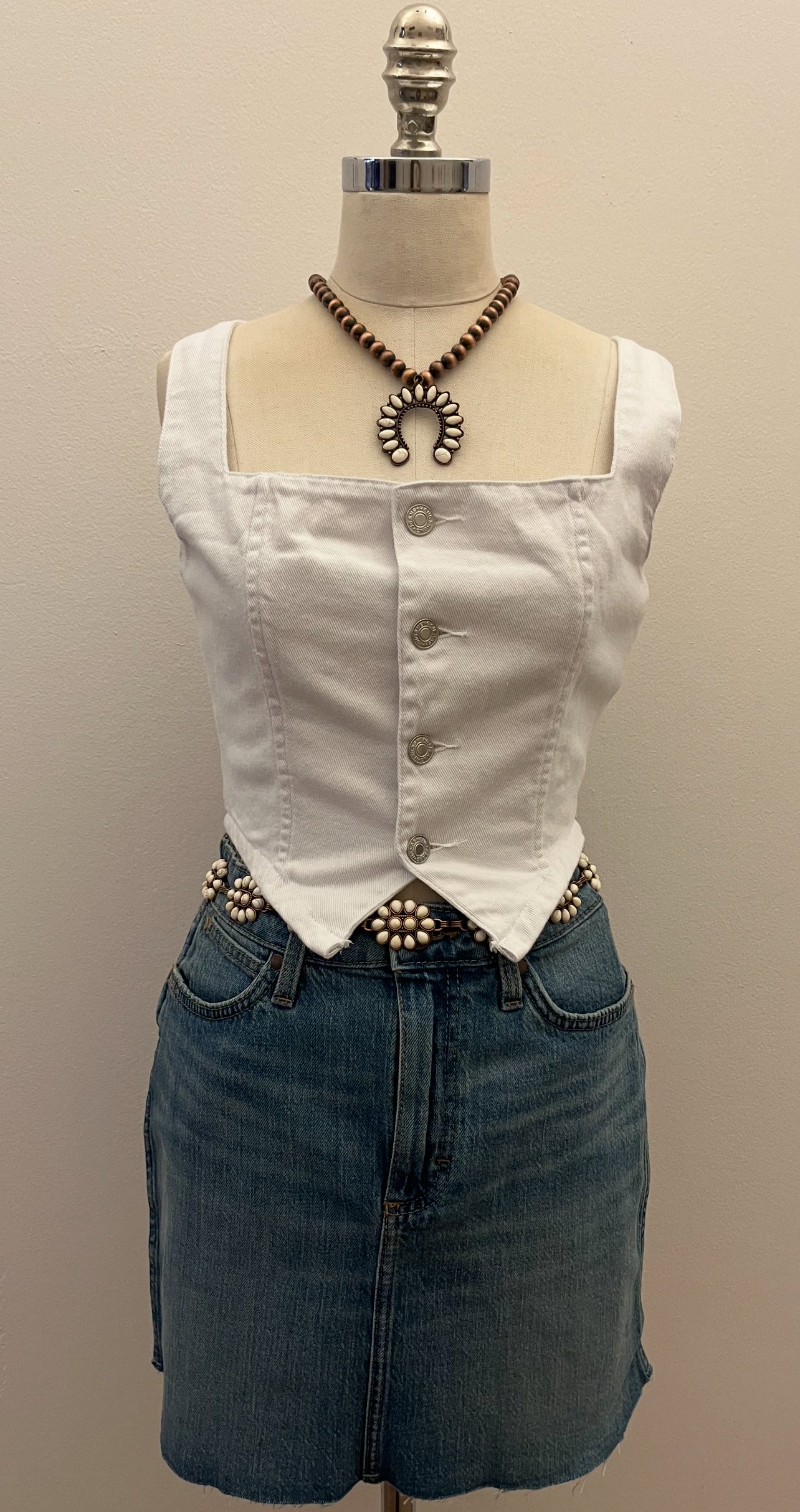 White Denim Vest