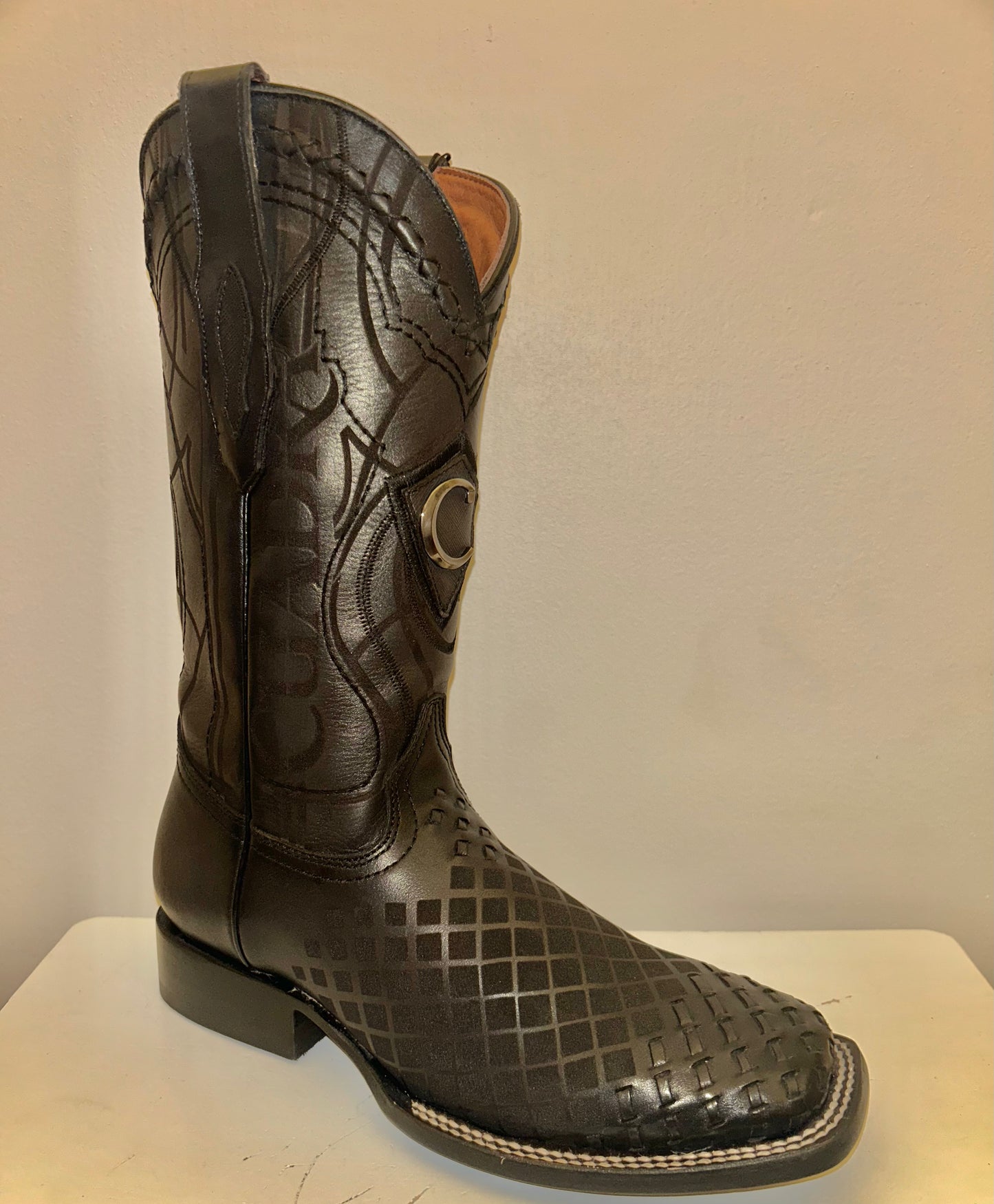 CUADRA ENGRAVED BLACKLEATHER WESTERN BOOTS CU676