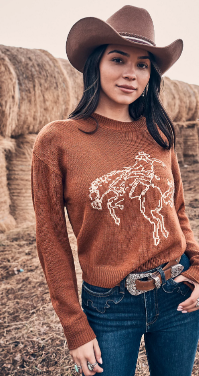 Women's Wrangler Horse Intarsia Crew Neck Sweater